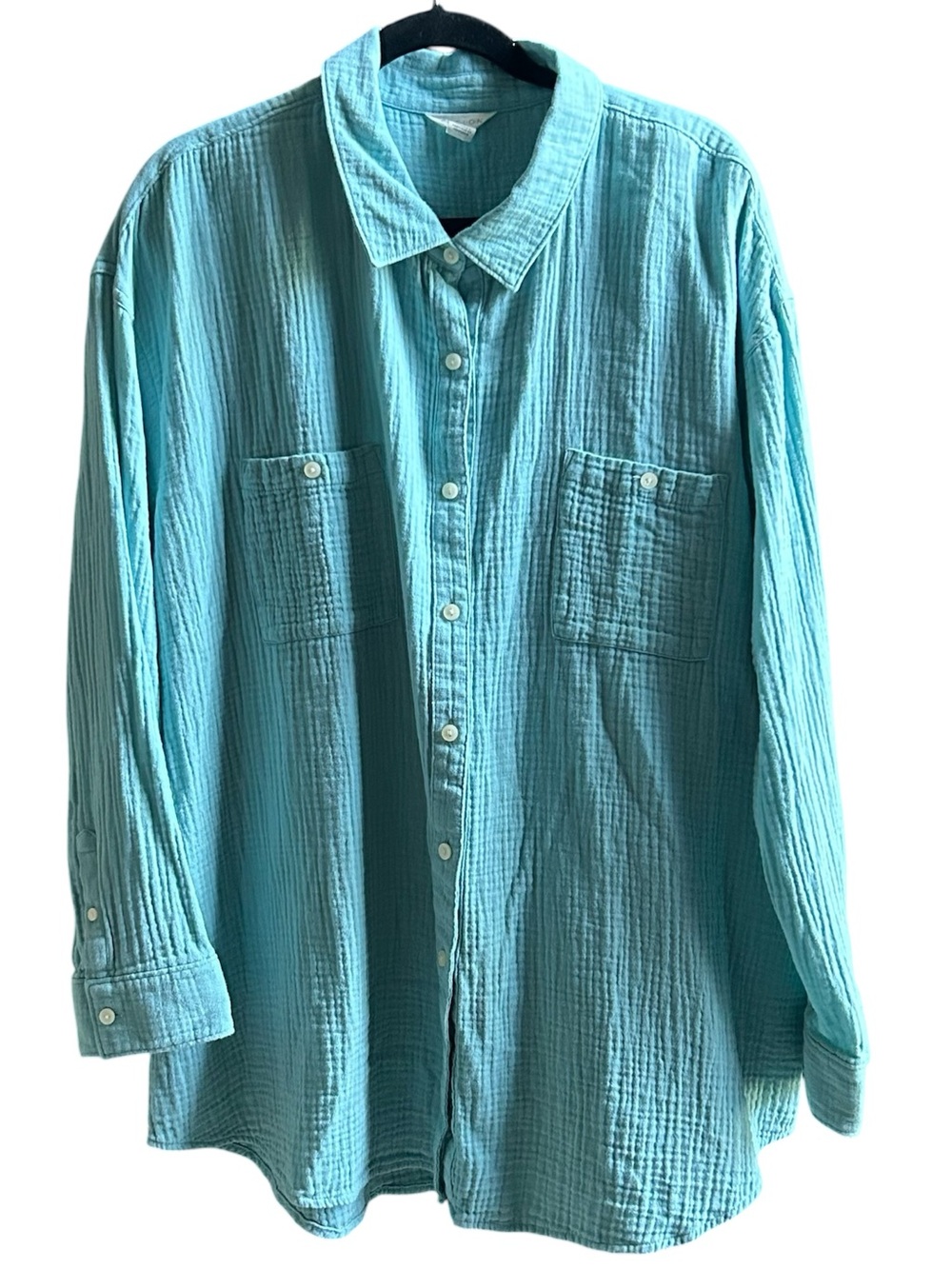 Caslon Aqua Cotton Gauze Long Sleeve Button Down Shirt Size 1X
